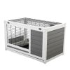 Luxury 2-Storey Pet House Box Wooden Cage Comfy Cabin for Small Animals, Grey White