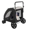 Dog Stroller for Medium to Large Dogs, Foldable Dog Wagon with 4 Wheels, Adjustable Handle, Bid Dog Jogger Stroller, Grey