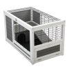 Luxury 2-Storey Pet House Box Wooden Cage Comfy Cabin for Small Animals, Grey White