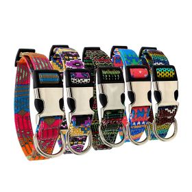 Dog Print Adjustable Collar; suitable For Large & Small Dogs (Color: Black, size: S)